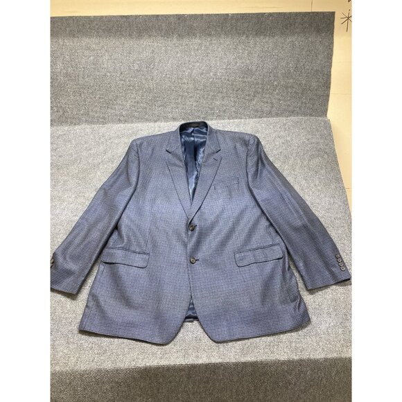 Ralph Lauren Green Label Blazer Men’s Size 48L Blue Mini Plaid Single Breasted - Picture 1 of 12